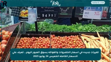 تغيرات جديدة في أسعار الخضروات والفواكه بسوق العبور اليوم.. تعرف على الأسعار الكاملة الخميس 24 يوليو 2025
